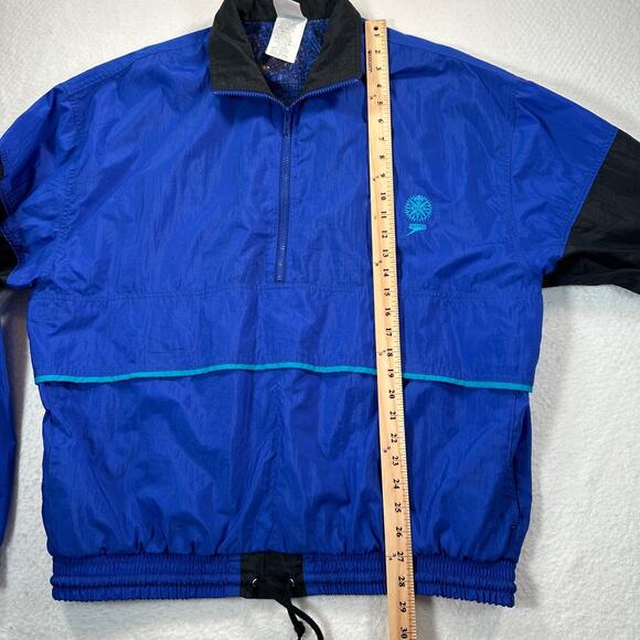 Speedo 90's Vintage Windbreaker Blue Black Size Large 1/4 Zip Up Light Jacket - Picture 8 of 12